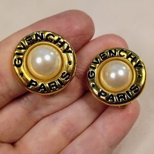 Givenchy Vintage Paris Faux Pearl Clip-on Earrings